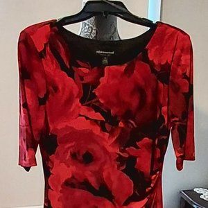 "Connected Apparel" Red floral dress